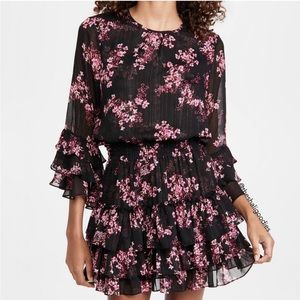 MISA Los Angeles Bernita Dress Floral Ruffle Metallic
Black Pink Mini